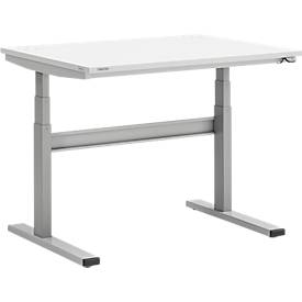Treston TED Arbeitstisch M900, B 1100 x T 800 mm, elektrisch höhenverstellbar, T-Fuß, lichtgrau RAL 7035