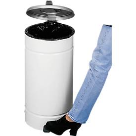 Tret Mülleimer Euro Pedal, für den Innenbereich, Volumen 60 l, Griff & Deckel, Ø 350 x H 700 mm, Stahlblech pulverbeschichtet & Kunststoff, elfenbein