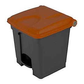 Tretabfalleimer Probbax, Volumen 30 l, mit Deckel, L 410 x B 398 x H 435 mm, Kunststoff, braun-dunkelgrau