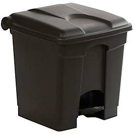 Tretabfalleimer Probbax, Volumen 30 l, mit Deckel, L 410 x B 398 x H 435 mm, Kunststoff, schwarz-dunkelgrau