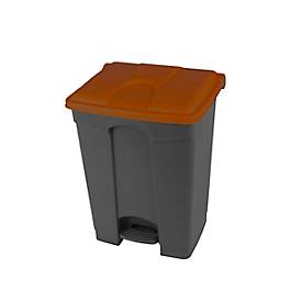 Tretabfalleimer Probbax, Volumen 70 l, mit Deckel, L 495 x B 412 x H 673 mm, Kunststoff, braun-dunkelgrau