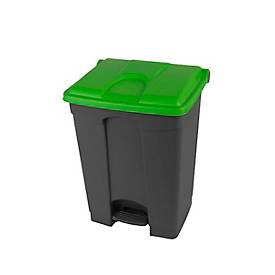 Tretabfalleimer Probbax, Volumen 70 l, mit Deckel, L 495 x B 412 x H 673 mm, Kunststoff, grün-dunkelgrau