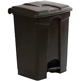 Tretabfalleimer Probbax, Volumen 70 l, mit Deckel, L 495 x B 412 x H 673 mm, Kunststoff, schwarz-dunkelgrau