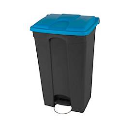 Tretabfalleimer Probbax, Volumen 90 l, mit Rollen und Deckel, L 500 x B 412 x H 820 mm, Kunststoff, blau-dunkelgrau