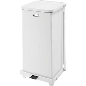 Tretabfalleimer Rubbermaid® Defenders®, rechteckig, Volumen 25 l, selbstschließender Deckel, Stahl verzinkt, weiß