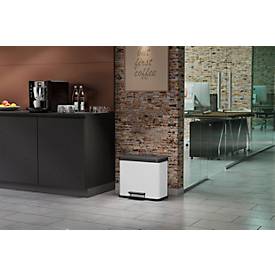 Tretmülleimer Hailo Öko Duo Plus L, 17 + 9 l, rechteckig, Stahlblech, weiß