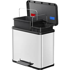 Tretmülleimer Hailo Öko Duo Plus M, 2 x 9 l, rechteckig, Edelstahl