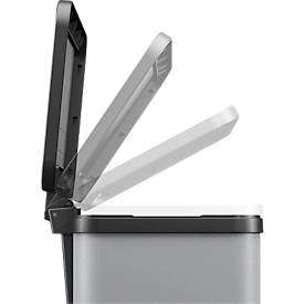 Tretmülleimer Hailo Öko Duo Plus M, 2 x 9 l, rechteckig, Stahlblech, hellgrau