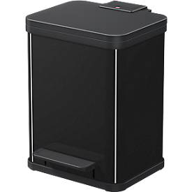 Tretmülleimer Hailo Öko Duo Plus M, 2 x 9 l, rechteckig, Stahlblech, schwarz