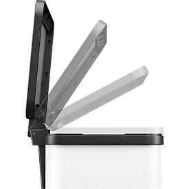 Tretmülleimer Hailo Öko Duo Plus M, 2 x 9 l, rechteckig, Stahlblech, weiß