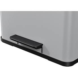 Tretmülleimer Hailo Öko Trio Plus L, 3 x 9 l, rechteckig, aus Stahlblech, hellgrau