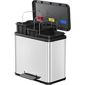 Tretmülleimer Hailo Öko Trio Plus L, 3 x 9 l, rechteckig, Edelstahl