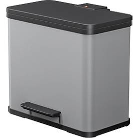 Tretmülleimer Hailo Öko Trio Plus L, 3 x 9 l, rechteckig, Stahlblech, silber