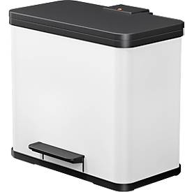 Tretmülleimer Hailo Öko Trio Plus L, 3 x 9 l, rechteckig, Stahlblech, weiß