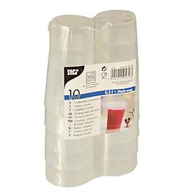Trinkbecher Papstar, Mehrweg, 0,2 l, Ø 65 mm, mit Füllstrich & Stapelkante, unzerbrechlich, spülmaschinengeeignet, r, PP, transluzent, 10 Stück