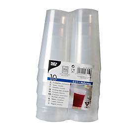 Trinkbecher Papstar, Mehrweg, 0,3 l, Ø 70 mm, mit Füllstrich & Stapelkante, unzerbrechlich, spülmaschinengeeignet, r, PP, transluzent, 10 Stück