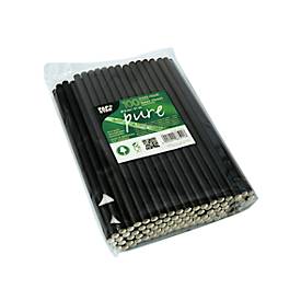 Trinkhalme Papstar, für Shakes, Einweg, L 210 x Ø 8 mm, aus FSC®-zertifiziertem Papier, schwarz, 100 Stück