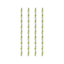 Trinkhalme Papstar Green Dots, Einweg, L 200 x Ø 6 mm, aus FSC®-zertifiziertem Papier, weiß mit grünen Punkten, 100 Stück