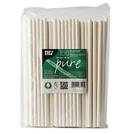 Trinkhalme Papstar Pure, Einweg, L 200 x Ø 6 mm, aus FSC®-zertifiziertem Papier, weiß-uni, 100 Stück