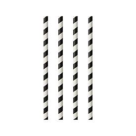 Image of Trinkhalme Papstar Stripes, Einweg, L 200 x Ø 6 mm, aus FSC®-zertifiziertem Papier, schwarz-weiß, 100 Stück