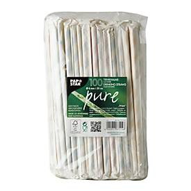 Trinkhalme Papstar Stripes, Einweg, L 200 x Ø 6 mm, einzeln umhüllt, aus FSC®-zertifiziertem Papier, farbsortiert, 100 Stück