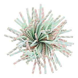 Trinkhalme Papstar Stripes, Einweg, L 220 x Ø 6 mm, flexibel bieg- & knickbar, aus FSC®-zertifiziertem Papier, farbsortiert, 100 Stück