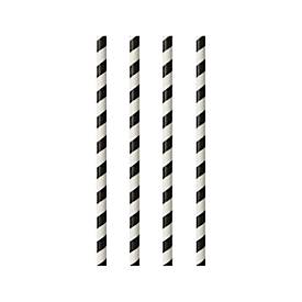 Image of Trinkhalme Papstar Stripes, Einweg, L 240 x Ø 6 mm, aus FSC®-zertifiziertem Papier, schwarz-weiß, 100 Stück