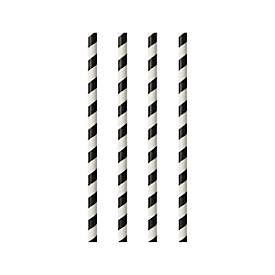 Trinkhalme Papstar Stripes, Einweg, L 240 x Ø 6 mm, aus FSC®-zertifiziertem Papier, schwarz-weiß, 100 Stück