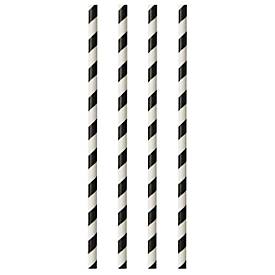 Image of Trinkhalme Papstar Stripes, Einweg, L 290 x Ø 6 mm, aus FSC®-zertifiziertem Papier, schwarz-weiß, 100 Stück