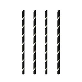 Trinkhalme Papstar Stripes, für Shakes, Einweg, L 200 x Ø 8 mm, aus FSC®-zertifiziertem Papier, schwarz-weiß, 100 Stück