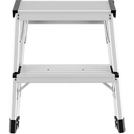 Trittleiter Hailo D60 StandardLine, 2 x 2 Stufen, bis 150 kg, klappbar, Anti-Rutsch-Füße, Aluminium & Kunststoff, B 410 mm