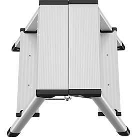 Trittleiter Hailo D60 StandardLine, 2 x 2 Stufen, bis 150 kg, klappbar, Anti-Rutsch-Füße, Aluminium & Kunststoff, B 410 mm