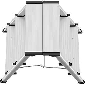 Trittleiter Hailo D60 StandardLine, 2 x 3 Stufen, bis 150 kg, klappbar, Anti-Rutsch-Füße, Aluminium & Kunststoff, B 440 mm