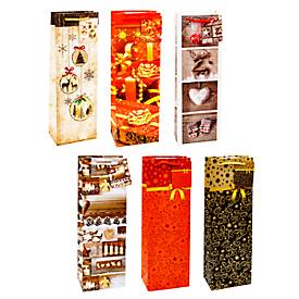 TSI Geschenktüten für Flaschen Weihnachten Serie 9, Polypropylen, 12er-Set, 6 Motive sortiert