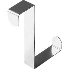 Türgarderobenhaken, zum Einhängen an Türen mit Falzstärke 20 & 40 mm, B 76 x T 60 x H 12 mm, rostfreier Edelstahl, silber, 6 Stück