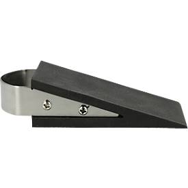 Türstopper, Keilform, rutschfest, mit Handgriff, L 120 x B 50 x H 30 mm, Edelstahl & Kunststoff, schwarz-silber