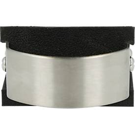 Türstopper, Keilform, rutschfest, mit Handgriff, L 120 x B 50 x H 30 mm, Edelstahl & Kunststoff, schwarz-silber