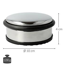 Türstopper, rund, mit türschonendem Gummiring, rutschfest, Ø 100 x H 40 mm, Edelstahl matt