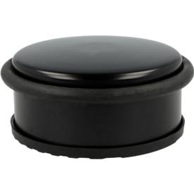 Türstopper, rund, mit türschonendem Gummiring, rutschfest, Ø 100 x H 40 mm, Edelstahl schwarz 