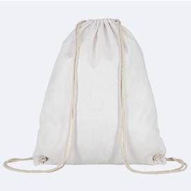 Turnbeutel TEXXILLA, als Rucksack nutzbar, naturfarbene Kordeln, OEKO-TEX® STANDARD 100, L 380 x B 460 mm, Baumwolle, weiß