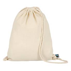 Turnbeutel TEXXILLA, als Rucksack nutzbar, naturfarbene Kordeln, OEKO-TEX® STANDARD 100, L 380 x B 460 mm, Fairtrade-Baumwolle, natur