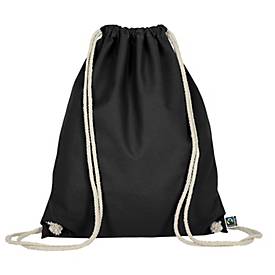 Turnbeutel TEXXILLA, als Rucksack nutzbar, naturfarbene Kordeln, OEKO-TEX® STANDARD 100, L 380 x B 460 mm, Fairtrade-Baumwolle, schwarz