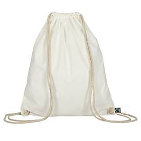Turnbeutel TEXXILLA, als Rucksack nutzbar, naturfarbene Kordeln, OEKO-TEX® STANDARD 100, L 380 x B 460 mm, Fairtrade-Baumwolle, weiß