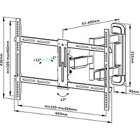 TV-Wandhalterung Neomounts by Newstar WL40-550BL16, für Flachbildschirme bis 65', bis 40 kg, neig- und schwenkbar, VESA, schwarz