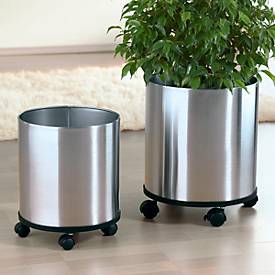 Übertopf Modern 2er Set - Edelstahl gebürstet - Mit Rollen