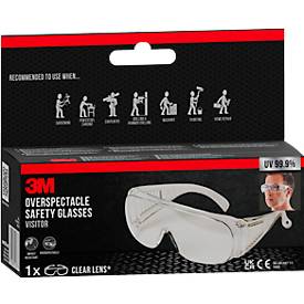 Überbrille 3M Visitor, EN 166:2001, UVA/UVB/UVC-resistent, Seitenschutz, Polycarbonatglas, klar