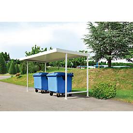 Überdachungssystem Modell Leipzig, einseitig, Grundeinheit, T 2200 mm, B 4300 mm, grauweiß