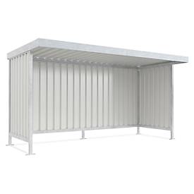 Überdachungssystem Modell Leipzig, einseitig, Grundeinheit, T 2200 mm, B 4300 mm, verzinkt