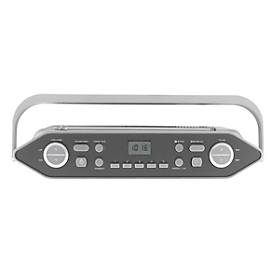 UKW Radio Soundmaster® RCD1755SI, CD/CD-R/CD-RW/CD-MP3, 5 Stationstasten & 10 Festsenderspeicher, Tragegriff, Netz- & Batteriebetrieb, silber
