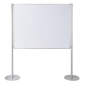 Ultradex scheidingswandpaneel, staand/liggend formaat, B 1500 x H 1200 mm, uitbreidbaar, zonder staafjes/voetjes/klemmen, email/aluminium, zilver/wit